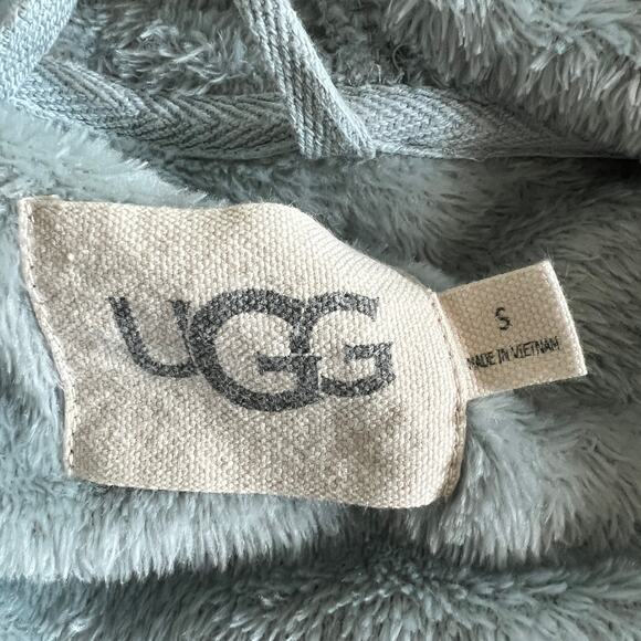 UGG Women's Hooded Short Robe Blue Green Small Pockets Comfort Warm Mom - Picture 5 of 7